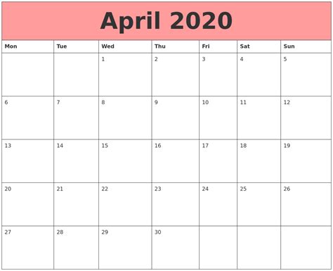 April 2020 Calendar Wallpapers – YL Computing