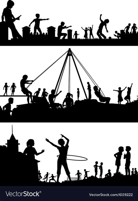 Children Playing Playground Silhouette