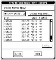 Tray Information Window (Solstice DiskSuite 4.2.1 Reference Guide)