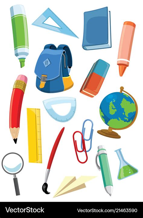 School supplies set Royalty Free Vector Image - VectorStock