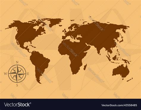 Old world map vintage compass background Vector Image
