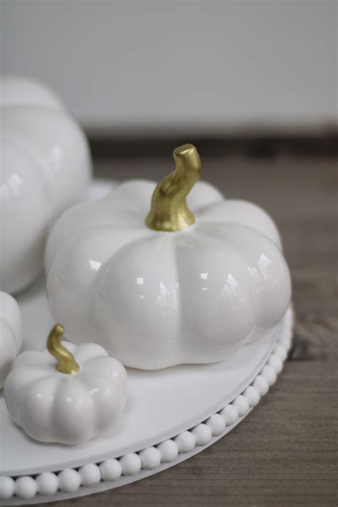 Ceramic Pumpkin Family - White/Gold | Pretty Little Home