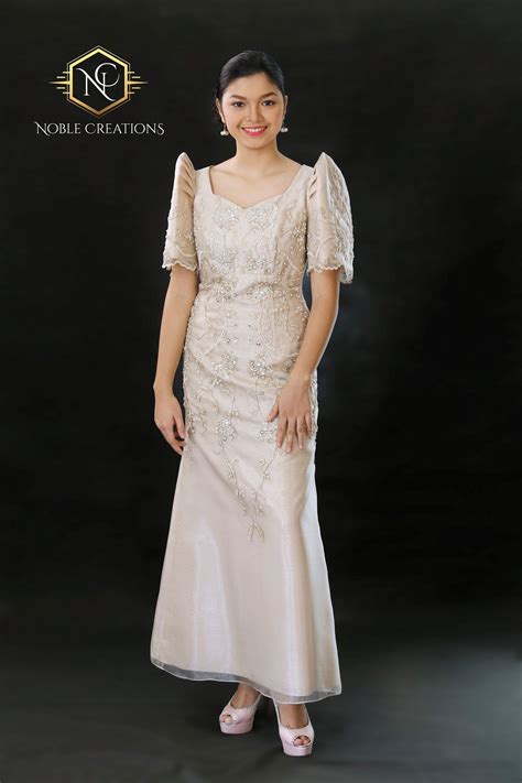 Filipiniana Mestiza Gown. Modern Filipiniana Gown, Filipiniana Wedding, Philippines Dress, Maria ...