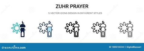 Zuhr Prayer Icon in Filled, Thin Line, Outline and Stroke Style. Vector Illustration of Two ...