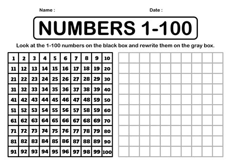 1 100 Number Chart Worksheet Coloring Sheets | Images and Photos finder