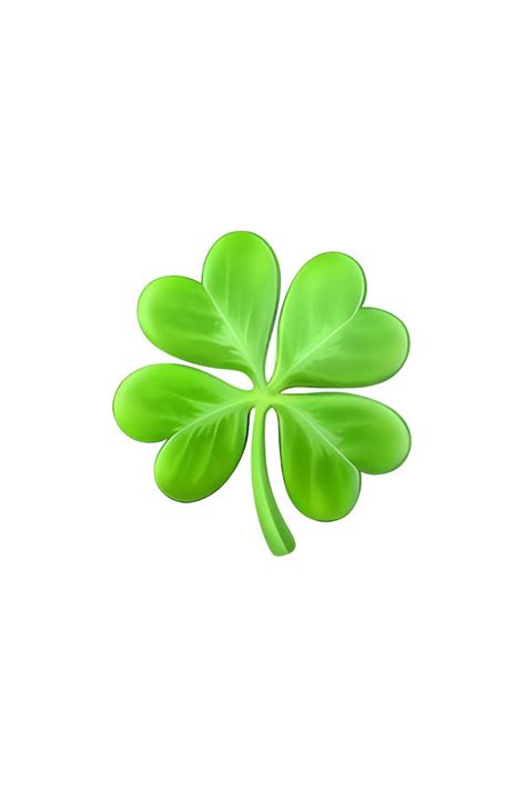 The emoji 🍀 depicts a green, four-leaf clover with a stem. Each leaf is heart-shaped and ...