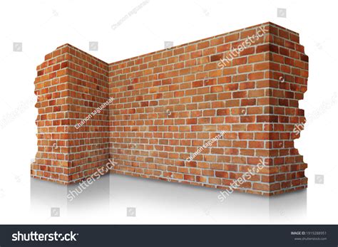 3d Illustration Brick Wall On White Stock Illustration 1919288951