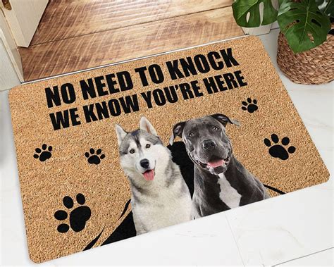 Custom pet Dog Text Doormat No need to knock Door Mat | Etsy