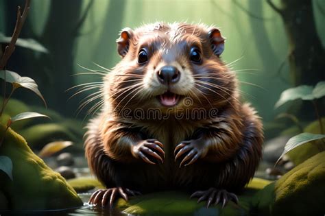 Cute Beaver in the Habitat. Stock Image - Image of river, fishing ...