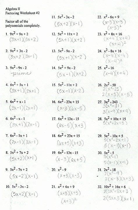 Factoring Trinomials Worksheet Answers Luxury Factoring General ...