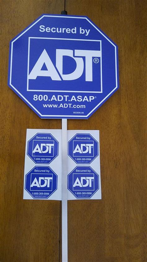 Security ADT Yard Sign with 4 window stickers. | Window stickers, Yard ...