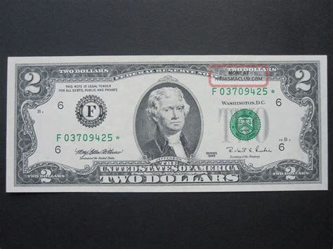 Star 1995 $2 Two Dollar Star Note Unc Old Us Paper Collectible Money Hot Cash