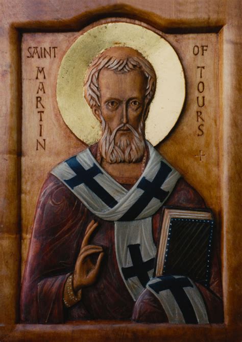 St Martin of Tours (polychromed carving) - Aidan Hart Sacred Icons