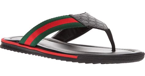 Gucci Stripe Detail Flip Flops in Black for Men | Lyst