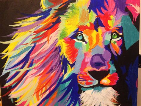 Colorful lion | Colorful lion, Art, Painting