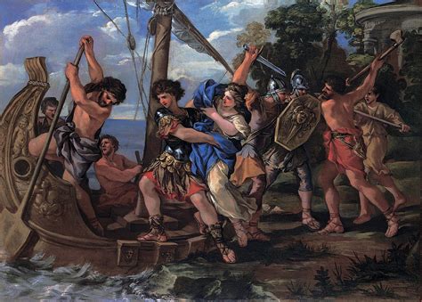 The Elena kidnapping Painting by Giovanni Francesco Romanelli