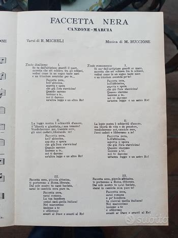 " Faccetta nera " originale Spartito musicale 1935 - Musica e Film In vendita a Milano