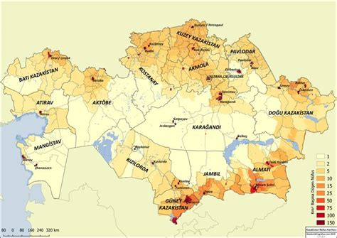 Population density map Kazakhstan | Map, Geography, Kazakhstan