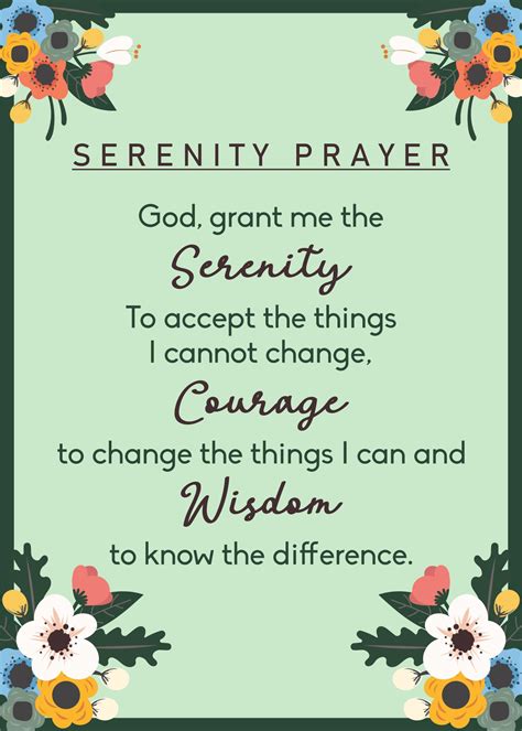 The Serenity Prayer Version - 10 Free PDF Printables | Printablee