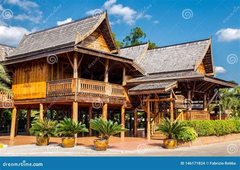 Typical Thai Teakwood Houses in the North of Thailand, Asia Stock Photo - Image of province ...