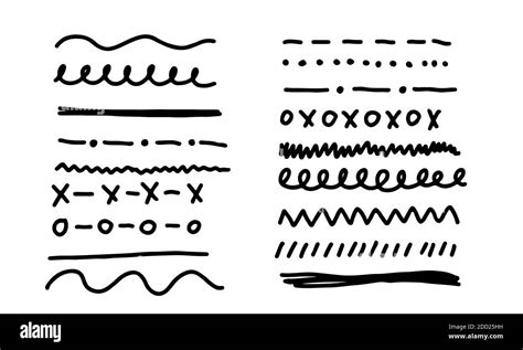 Hand-drawn lines and dividers in various styles. Black-white outline ...