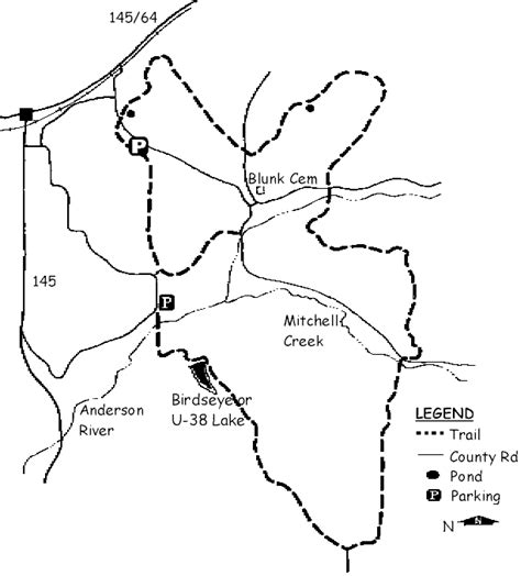 Map of Birdseye Trail in Hoosier National Forest in Indiana