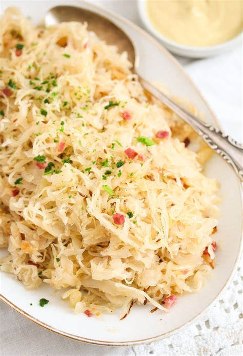 Bavarian sauerkraut – a regional way of cooking the famous German sauerkraut, with apples, bacon ...