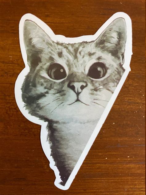 Cat Sticker Kitty Peeking Around Corner | Etsy