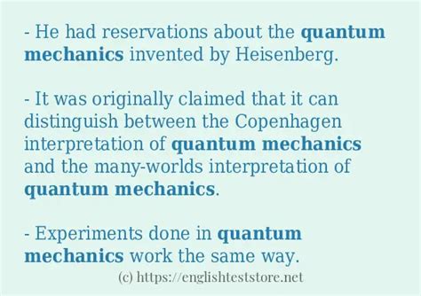 "quantum mechanics" example in sentences - EnglishTestStore Blog