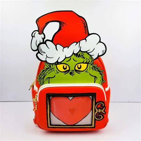 LOUNGEFLY DR SEUSS Santa Grinch Lenticular Heart Cosplay Mini Backpack $108.99 - PicClick