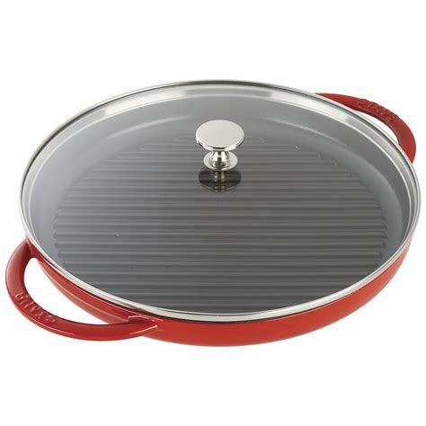 Staub Cast iron 30 cm / 12 inch Cast iron round Grill pan with glass lid, Cherry | Official ...