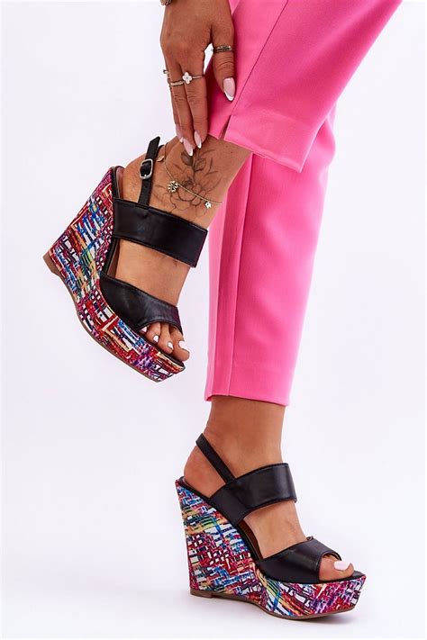 S.I.S Buskin Black Strap n intersected colors Platform heels 181431 – Positivelypmanstore