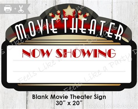 Movie Theater Sign DIY Instant Download Movie Party Movie | Etsy