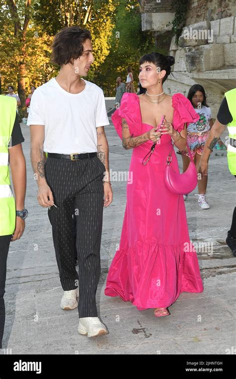 Rome, Italy. 19th July, 2022. Rome, Isola Del Cinema Damiano David accompanies his girlfriend ...