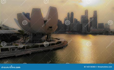 Marina Bay Sands Drone Shot Editorial Stock Photo - Image of evening, business: 165130383