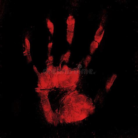 Scary Bloody Hand Print On Black Background Stock Illustration - Image: 46299922