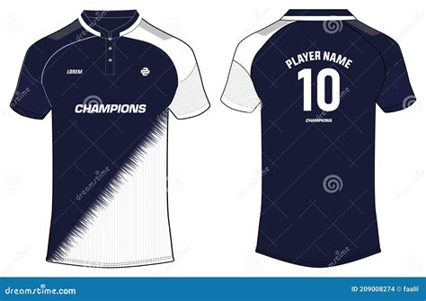 Sports Polo Collar T-shirt Jersey Design Vector Template, Cricket Jersey Concept With Front And ...