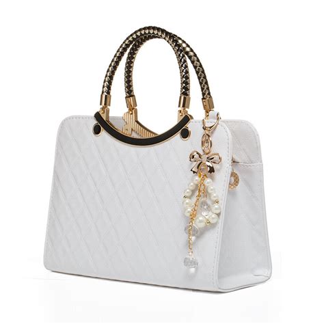 Ladies White Leather Handbag New Tote Designer Style Celebrity Shoulder Bag 951972037115 | eBay