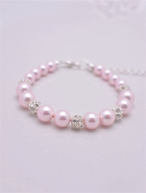 Pink Pearl Bracelet Light Pink Pearl Bridal Bracelet Pink