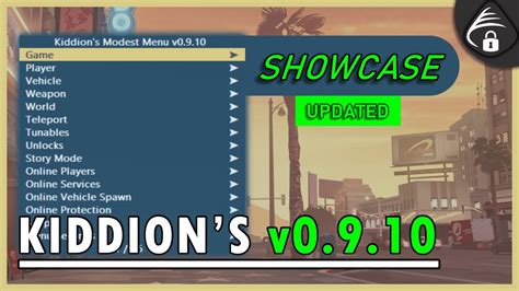 Kiddion's Modest Menu v0.9.10 Showcase! | FREE GTA V Mod Menu | EASY INJECT | Easy tutorial ...