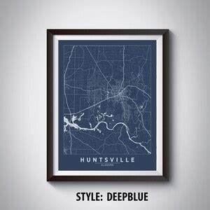 Map of Huntsville, AL Huntsville Map Huntsville Poster Office Décor Wall Art Travel Map ...