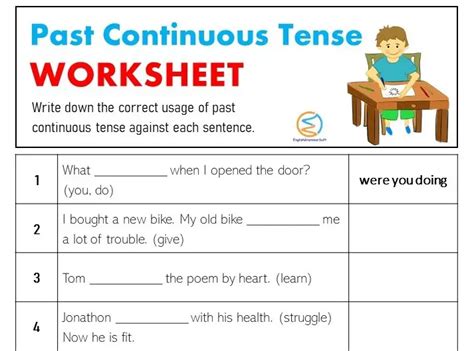 Verb Tense Worksheets Past Continuous - Photos