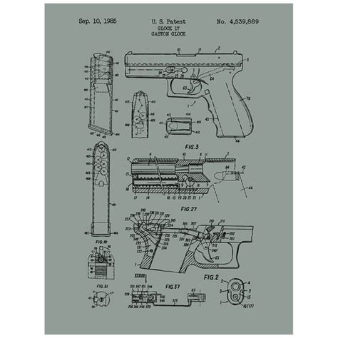 Glock 17 Handgun Military and Weapons Patent by InkedandScreened