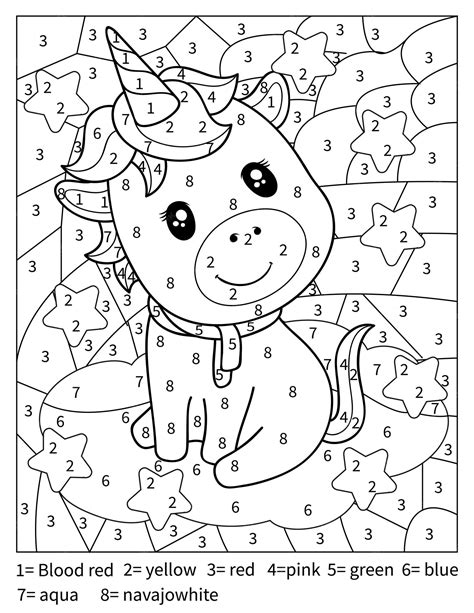 Premium Vector | Unicorn Color By Number Coloring Page