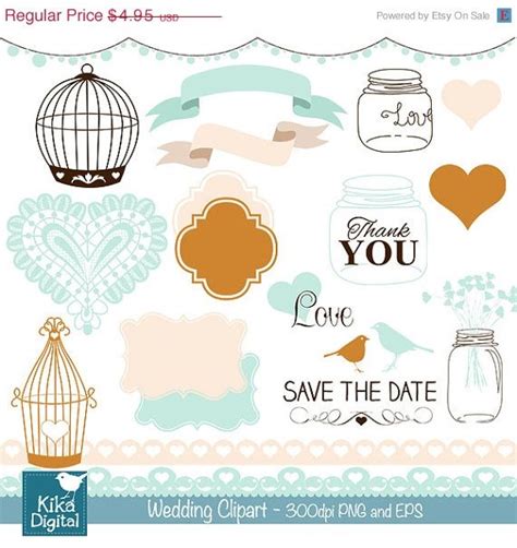 Wedding clipart, vintage print