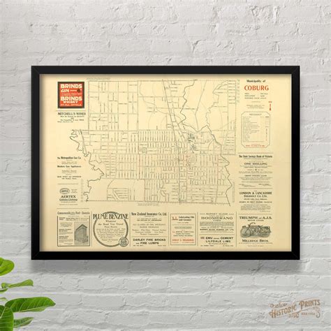 Municipality of Coburg Vintage Map 1921 — Historic Prints & Vintage Suburban Icons Wall Art ...