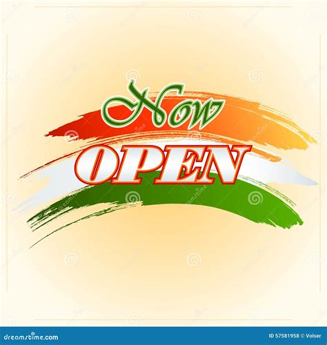 Design Template for Now Open Sign on Colorful, Brush Stroke Stock ...