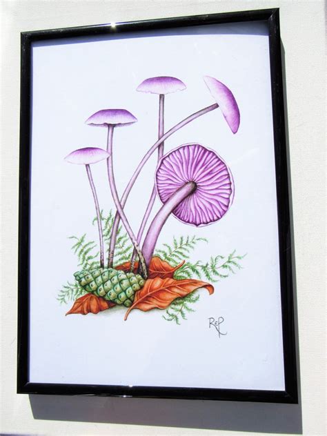 Purple Mushroom Art. Mushroom watercolour print. Mushroom art. | Etsy