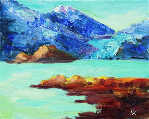 Mendenhal Glacier Lake Alaska Painting by Yulia Kazansky