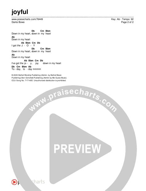 joyful Chords PDF (Dante Bowe) - PraiseCharts